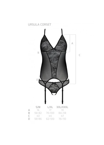 Корсет з пажами Ursula Corset black PassionPassion 15948 Passion (392052694)