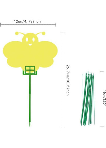 Липкие ловушки для насекомых Geason 24 шт (желтые, в форме пчелы) для растений No Brand (301854151)