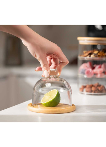 Блюдо бамбукове зі скляною кришкою, 12 см AR2612BD Ardesto (306513995)