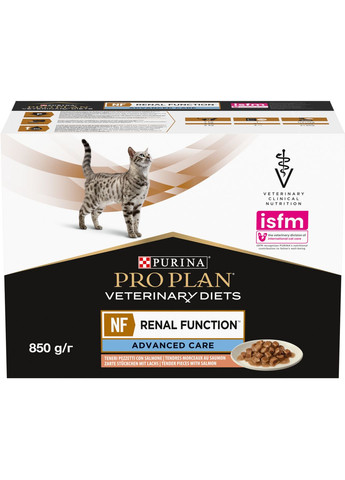 Упаковка вологого корму для кошек Pro Plan Veterinary Diets NF Renal Function Advanced Care патології почек 10 x 85 г Purina (332881075)