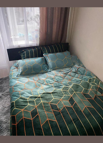 Постельное белье Плюшевое 200х230 наволочки 2х 50х70 + 2х 70х70 Голубой зеленый (П4К-velur001) No Brand (308755210)