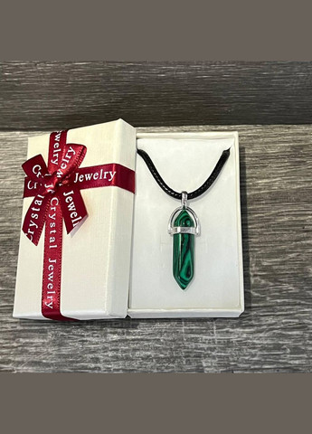 Підвіска з натуральним каменем Малахіт - кулон у вигляді кристала шестигранника на шнурку в подарунковій коробочці Atak (326807756)