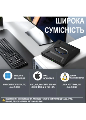 Внешний USB 3.0+Type-C оптический дископривод EDB-03, портативный дисковод для компьютера, ноутбука, макбука | считыватели Addap (375460352)