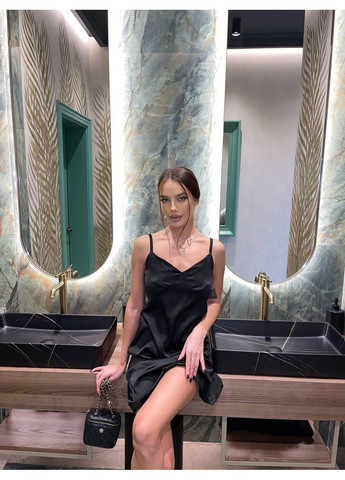 Чорна святковий, коктейльна сукня-комбінація з щільного шовку армані сукня-комбінація No Brand