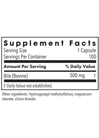 Экстракт бычьей желчи Allergy Research Ox Bile 100 капс Allergy Research Group (357340336)
