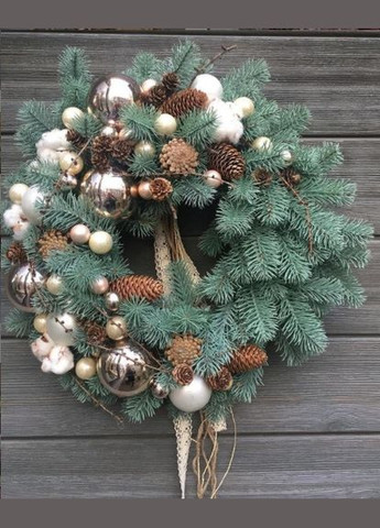 Вінок новорічний різдвяний Premium з литої хвої d-45 см блакитний HVOYA (328606353)