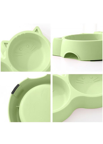 Миска для кошек Cat 123307 двойная пластиковая Green Taotaopets (361349312)