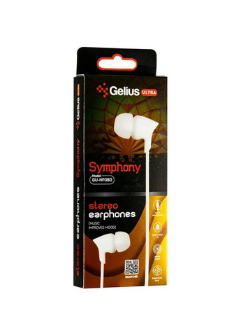 Навушники Ultra Symphony GU-080 White with mic + button call answering Gelius (317192285)