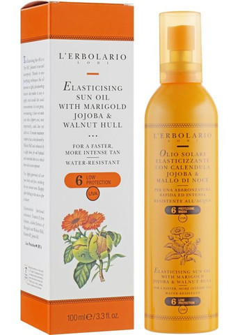 Олія для засмагання SPF 6 Olio Solare Elasticizzante Con Calendula, Jojoba And Mallo di Noce 100ml (49465-31156124) L'erbolario (368625429)