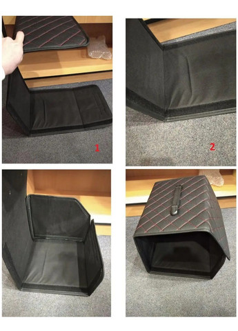 Комплект органайзеров в багажник машины автомобиля с ручкой для переноски экокожа 2 штуки (476932-Prob) Черный с белой строчкой Unbranded (292706495)