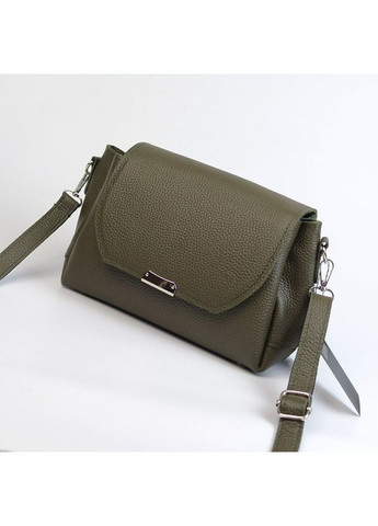 Сумка жіноча шкіряна маленька крос-боді через плече на три відділення колір хакі Serebro (371392448)
