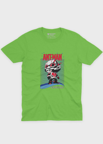 Салатова демісезонна футболка для хлопчика з принтом супергероя - людина мураха (ts001-1-kiw-006-026-002-b) Modno