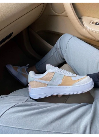 КРОССОВКИ ЖЕНСКИЕ NIKE AIR FORCE 1 SHADOW WHITE BEIGE НАЙК АИР ФОРС 1 ПРЕМИУМ No Brand бежевые демисезоны (368870321)