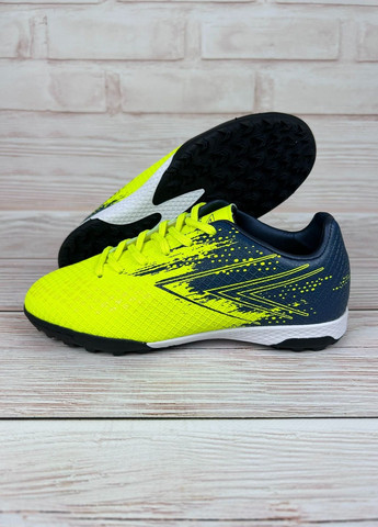 Дитячі сороконіжки салатові низькі для дітей спортивні зі штучної шкіри для футболу No Brand (361970602)