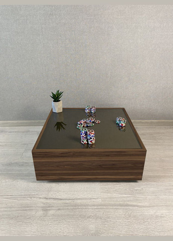 Журнальный столик Bronze 640х640х250мм Орех темный + Стекло Бронза No Brand Grail (333835230)