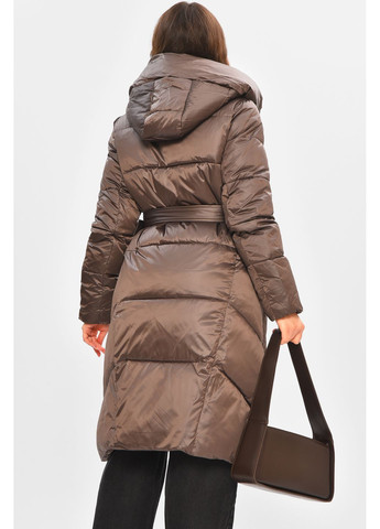 Черная зимняя куртка женская удлиненная зима шоколадного цвета Let's Shop