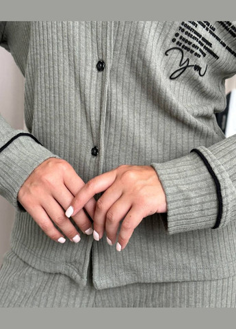 Оливковая (хаки) всесезон пижама рубашка + брюки Eliz