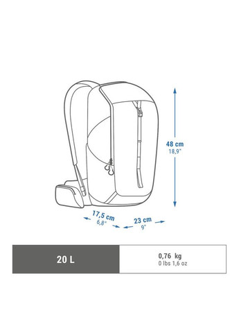 Женский Туристический Рюкзак MH100 20л 48 х 23 х 17,5 см Черный Совместимые с Питьевой Системой Quechua (342966980)