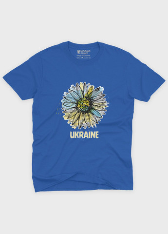 Синя демісезонна футболка для хлопчика з патріотичним принтом квіти (ts001-5-brr-005-1-119-b) Modno