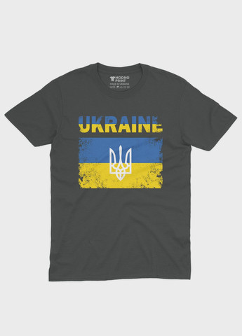 Темно-сіра чоловіча футболка з патріотичним принтом ukraine (ts001-2-slg-005-1-044) Modno