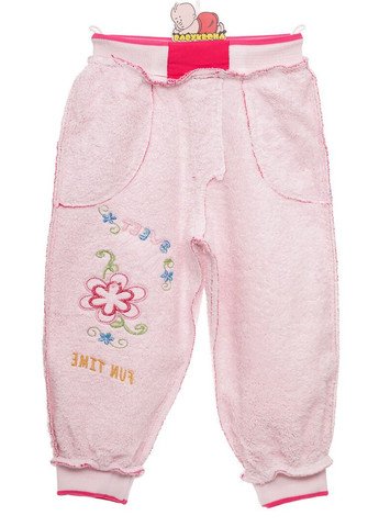 Розовые зимние джоггеры штаны на махре для девочки трикотажные цветок розовый 92 см (36202) BABYKROHA