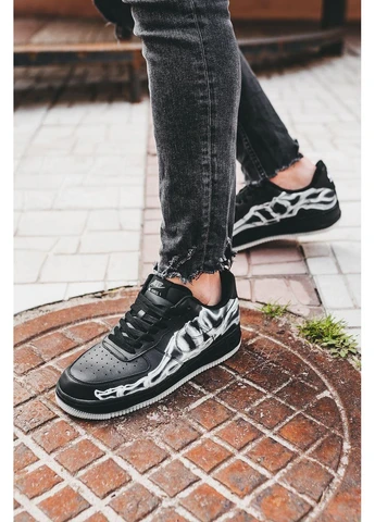 Чорні кросівки чоловічі nike air force 1 skeleton qs black найк аір форс 1 чорні демісезон No Brand