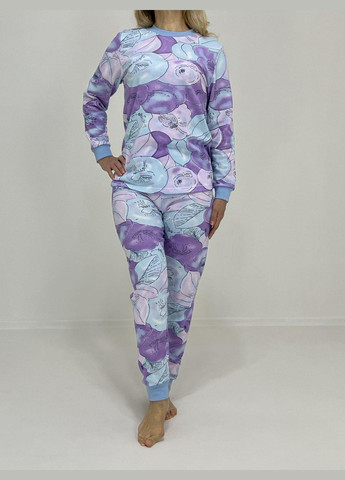 Сиреневая зимняя пижама женская байка сиреневые цветы 64 сиренево-голубой 81796532-6 Triko