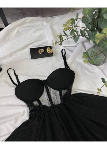 Чорна святковий, коктейльна, вечірня, кежуал жіноча сукня з корсетом, з відкритими плечима FINO Mode