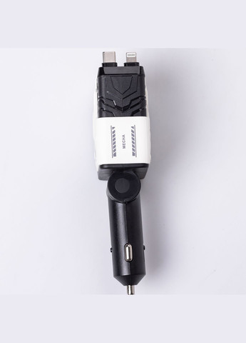 Автомобильное зарядное устройство 4 в 1 с выдвижным кабелем, белое No Brand (328440687)