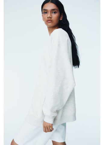 Сірий світшот оверсайз з бавовни H&M однотонний (370339753)