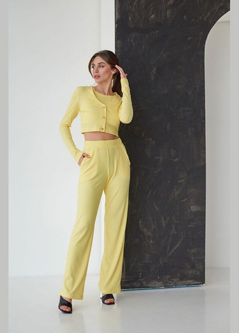 Жіночий трикотажний комплект: кардиган, топ і штани з натуральної тканини (1782) Triko Bakh (334710253)