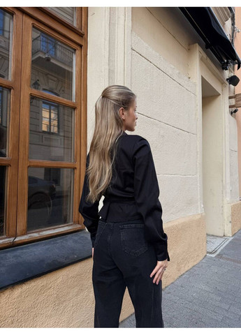 Черная кэжуал рубашка однотонная Україна