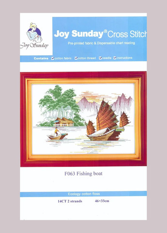 Набор для вышивания по нанесённой на канву схеме "Fishing boat". AIDA 14CT printed, 46*33 см Joy Sunday (313613274)