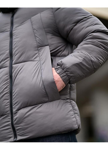 Серая зимняя мужская зимняя куртка плащевка с холлофайбером серая Freedom