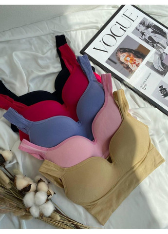 Безшовний топ із чашками / Комфортний рожевий топ-бра / Топ рожевий еластичний з м’якою посадкою No Brand (367610209)