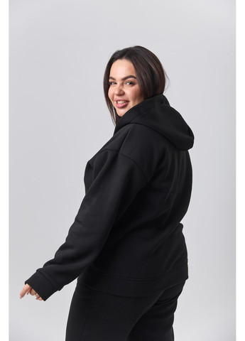 Женский теплый спортивный костюм Большого размера на молнии из тринитки на флисе, черный No Brand (365830129)