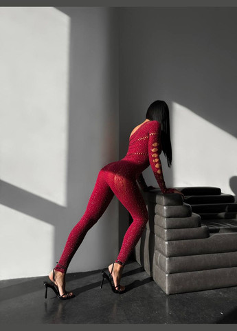 Бордовый роскошный женский бодистокинг, боди сетка Simply sexy