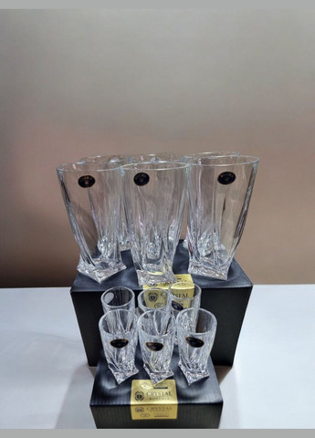 Набір Quadro 12 предметів (склянки для води 350 мл 6 шт + чарки для горілки/лікеру/шотів 50 мл -6 шт) Bohemia (346600446)