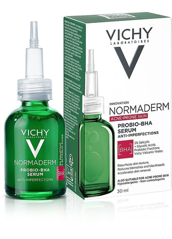 Сыворотка-пилинг для коррекции недостатков жирной и проблемной кожи лица Normaderm Probio-BHA 30ml Vichy (369793975)