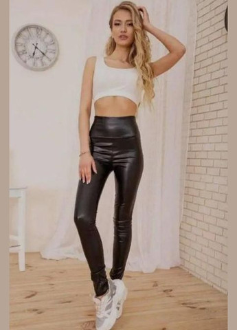 Лосины женские из экокожи на меху черные No Brand Лосини екошкіра на хутрі (323167789)