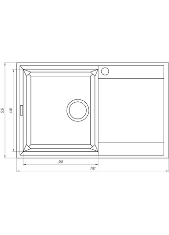 Гранітна мийка KOMO слонова кiстка 790х500 Globus (300168463)