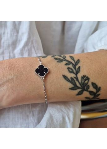 Срібний браслет Квітка з Авантюрином Срібло 925 проби Родованное 4949м 2.83г Nobrand (369974975)