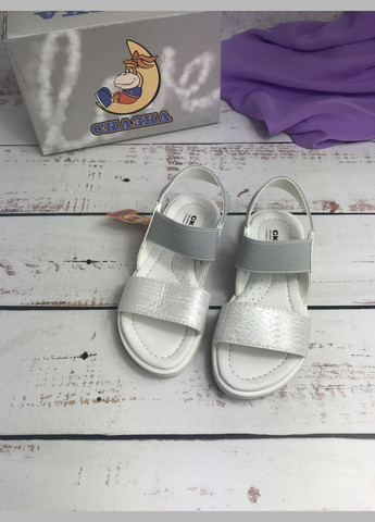 Серые повседневные, коктейльные, вечерние сандалии босоножки детские для девочек бело-серый (2032) Сказка на резинке