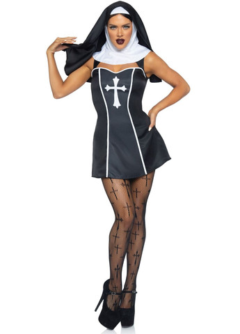 Костюм черниці Naughty Nun, сукня, головний убір - CherryLove Leg Avenue (282959030)