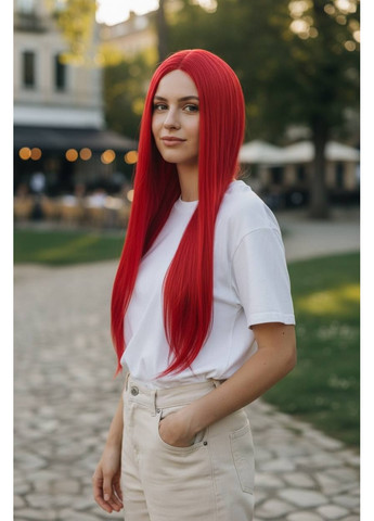 Парик Красные яркие прямые волосы No Brand (371929599)