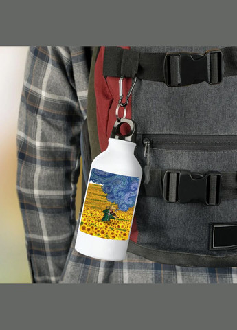 Фляга (бутылка) для воды с карабином 500 мл Металлическая (Туристическая, Для кемпинга, Для спорта) #195 500 мл Белый No Brand (323639838)