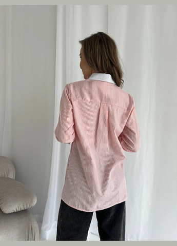 Розовая классическая, кэжуал рубашка в полоску Vakko с длинным рукавом