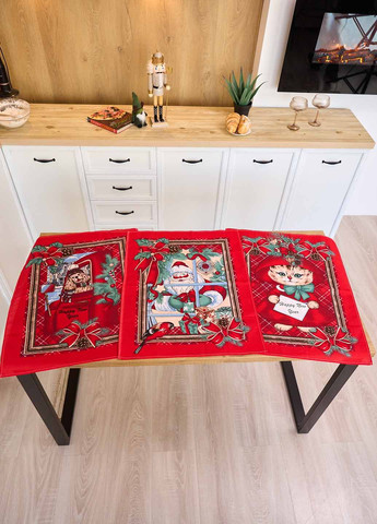 Новорічний набір кухонних рушників "Різдво", 60х47 см., 3 шт. Homedec новорічний червоний