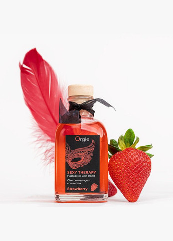 Набор для массажа Sexy Therapy Strawberry (100 мл), съедобное разогревающее масло + перышко Orgie (317268264)