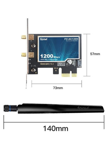 УЦІНКА! Мережева карта WiFi+Bluetooth Fenvi FV-AC1200s 2.4/5.8Ghz, дводіапазонна No Brand (316132024)